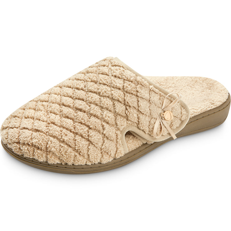 Fitvalen Women's Comfortable House Shoes with Soft Memory Foam Beige