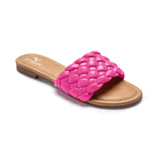 Fitvalen Round Flat Sandals Hot Pink Front View