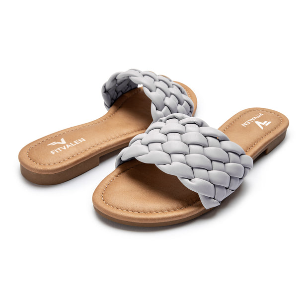 Fitvalen Round Flat Sandals Grey Overall View