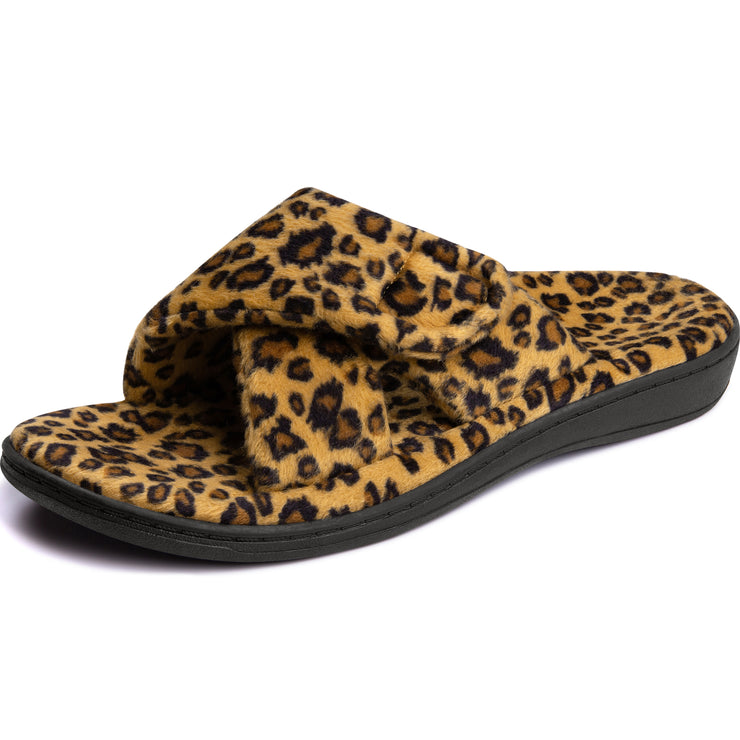 Fitvalen Indoor Slippers with Arch Support and Memory Foam for Women Leopard
