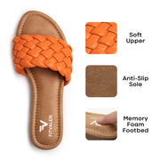 Fitvalen Round Flat Sandals Orange Texture
