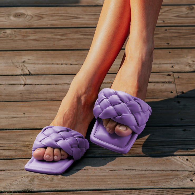 Fitvalen Square Flat Sandals Purple Display