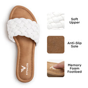 Fitvalen Round Flat Sandals White Texture