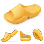 Fitvalen Open Toe Pillow Slipper Cloud Cushion Slides Yellow Softness and Comfort
